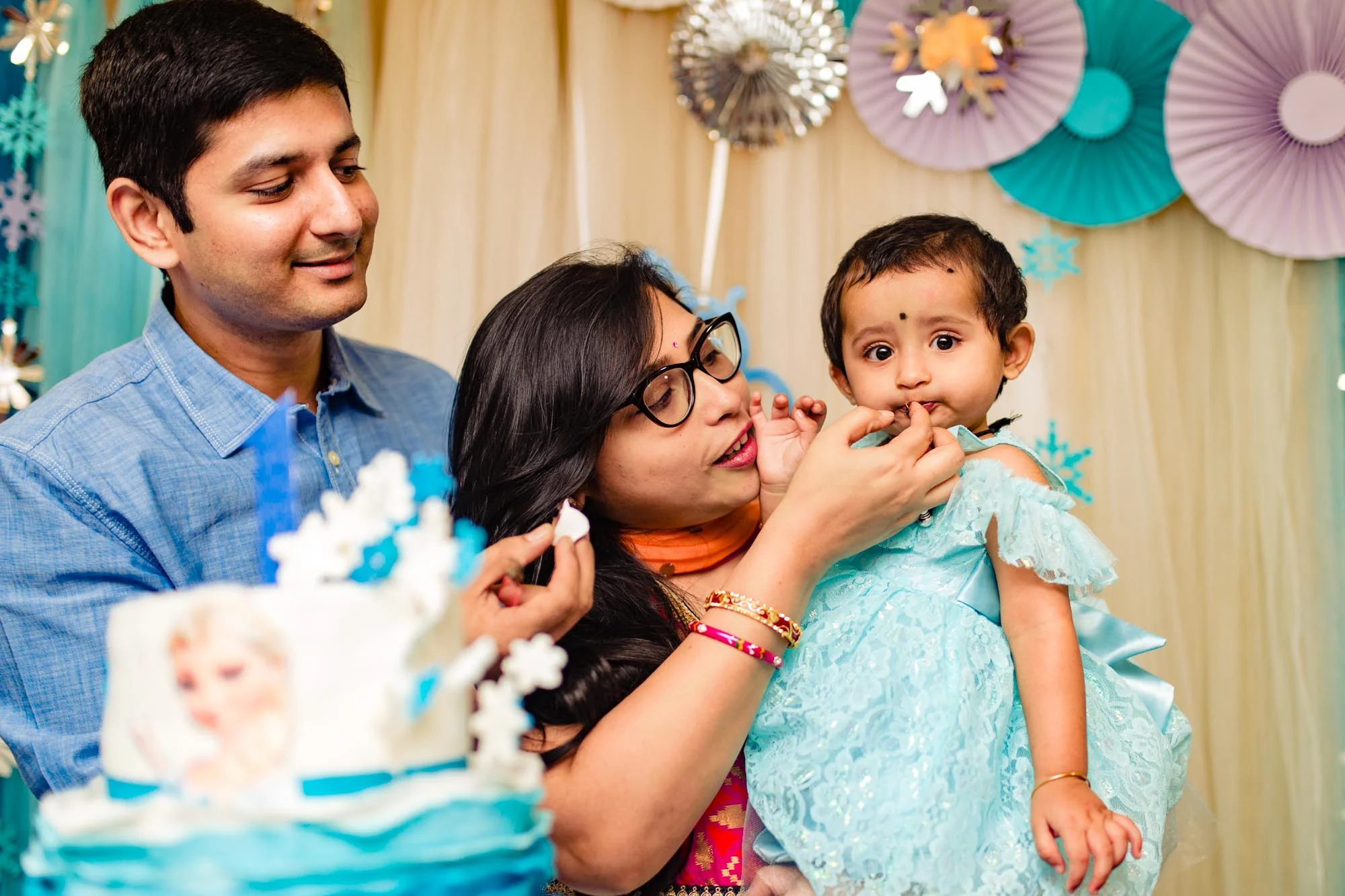 Birthday cake cutting moment